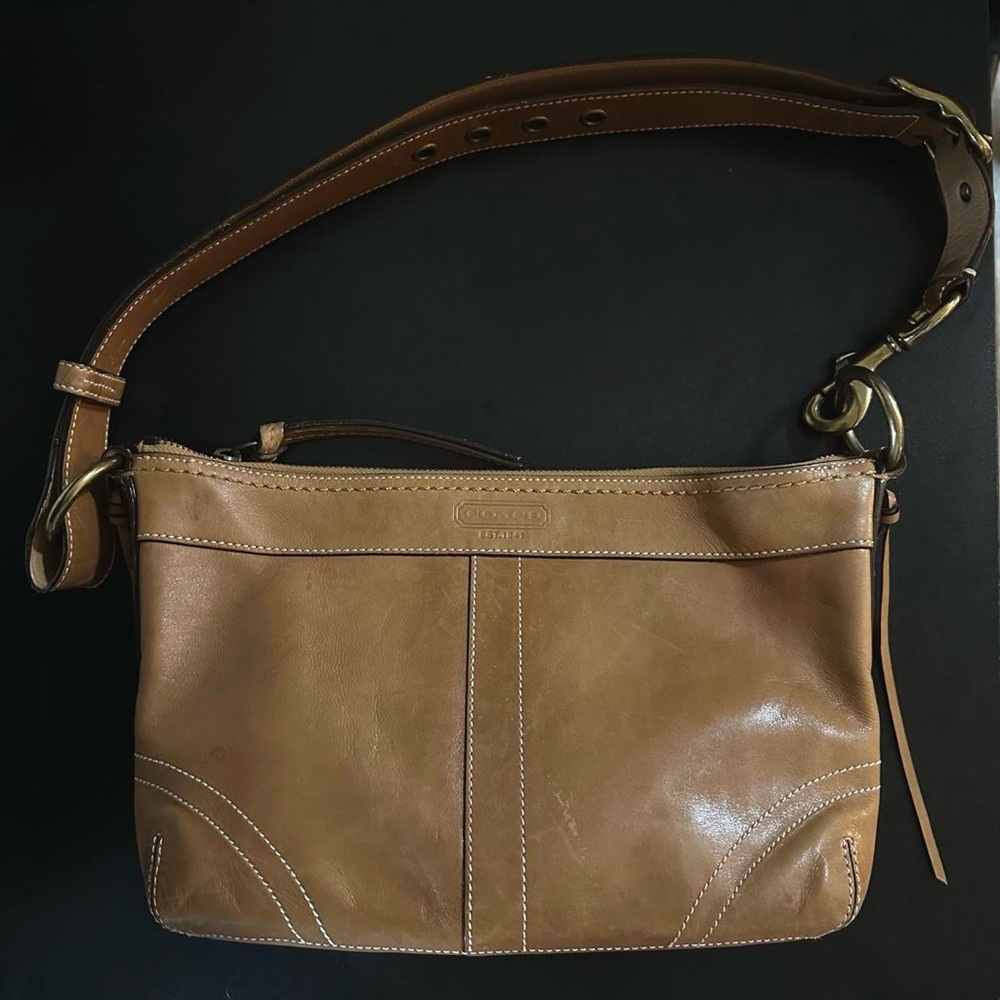 Vintage Cognac Caramel Tan Coach Legacy Shoulder Bag Crossbody Purse 10559